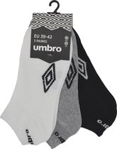 Umbro sneaker sokken heren- fitness tricolor multipack - 6 paar - maat 39/42 - enkelsokken