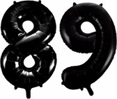 Folieballon 89 jaar zwart 86cm