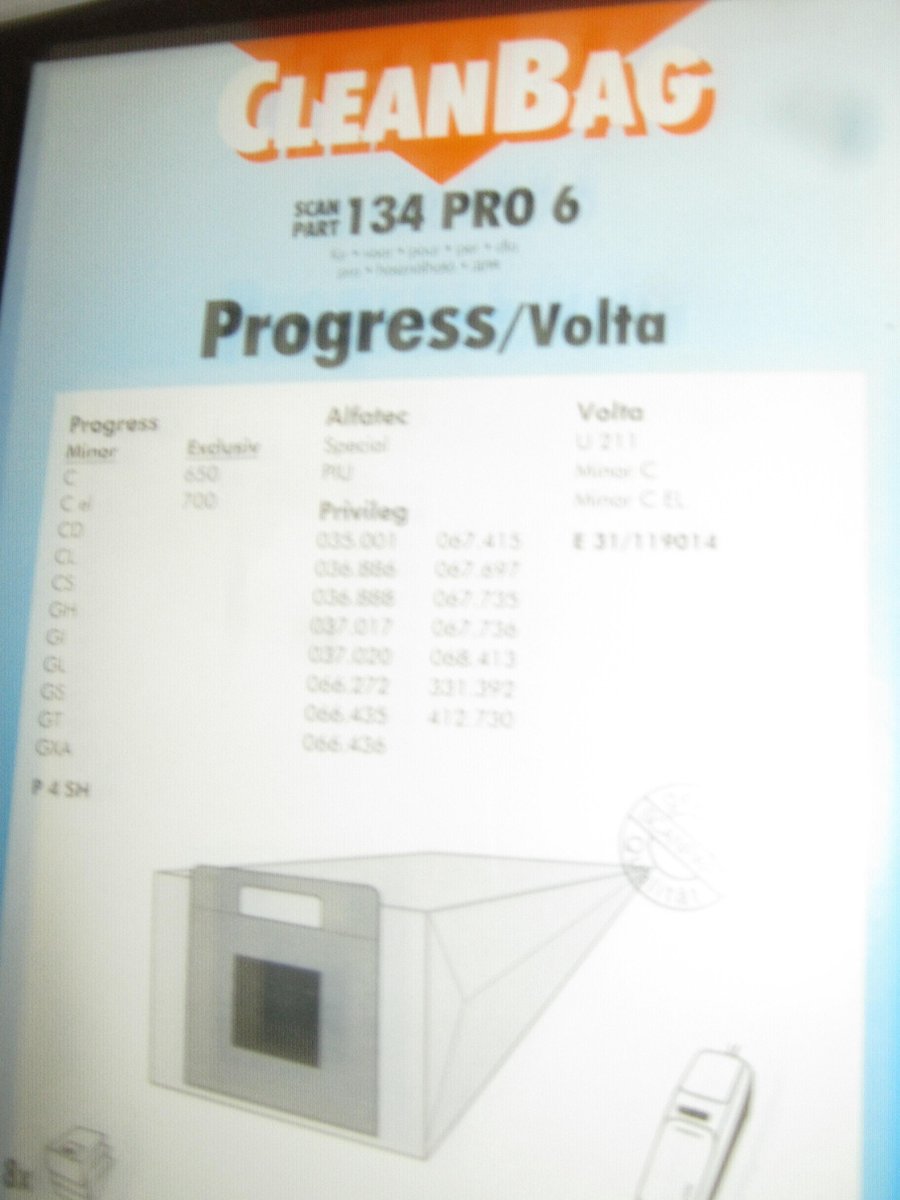 Progress Volta stofzuigerzakken Alfatec Privileg etc 8 stuks Cleanbag