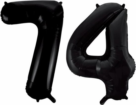 Folieballon 74 jaar zwart 41cm