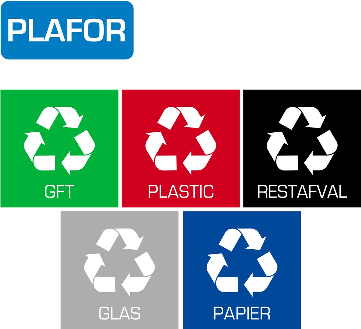 Plafor Prullenbak voor afvalscheiding 45L Blauw met 5 gratis stickers recycle...