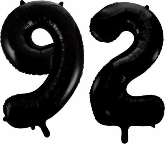 Folieballon 92 jaar zwart 41cm