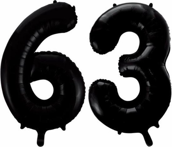 Folieballon 63 jaar zwart 86cm