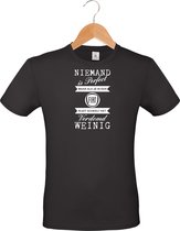 T-shirt unisex - zwart - Niemand is perfect - Auto -Motor - Bromfiets - naar keuze - maat S