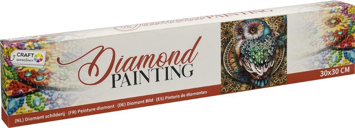 Diamond painting | Uil | Afmeting: 30 x 30 CM | Inclusief diamond painting pen | Diamond painting volwassenen