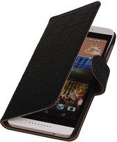 Wicked Narwal | Croco bookstyle / book case/ wallet case Hoes voor HTC Desire 320 Zwart