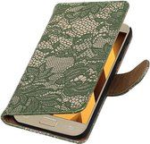 Wicked Narwal | Lace bookstyle / book case/ wallet case Hoes voor Samsung Galaxy J7 (2017) J730F Donker Groen