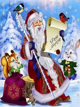 Diamond Painting Pakket - Serie Kerstmis - Kerstman met Verlanglijst - 40x30 cm - Complete Set - Volledige Bedekking - Ronde Steentjes