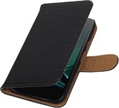 Wicked Narwal | Croco bookstyle / book case/ wallet case Hoes voor Motorola Moto G4 Play Zwart