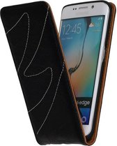 Wicked Narwal | Echt leder Flip Hoes voor Samsung Galaxy S6 Edge G925F Zwart