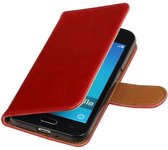 Wicked Narwal | Premium TPU PU Leder bookstyle / book case/ wallet case voor Samsung Galaxy J1 2016 Rood