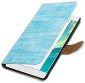 Wicked Narwal | Lizard bookstyle / book case/ wallet case Hoes voor sony Xperia C6 Turquoise