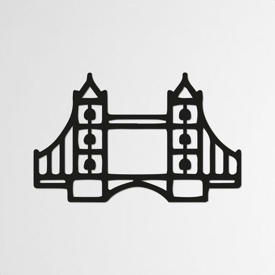 Landmark, Tower Bridge - Londen zwart - Wanddecoratie - Hout - XL 80 cm