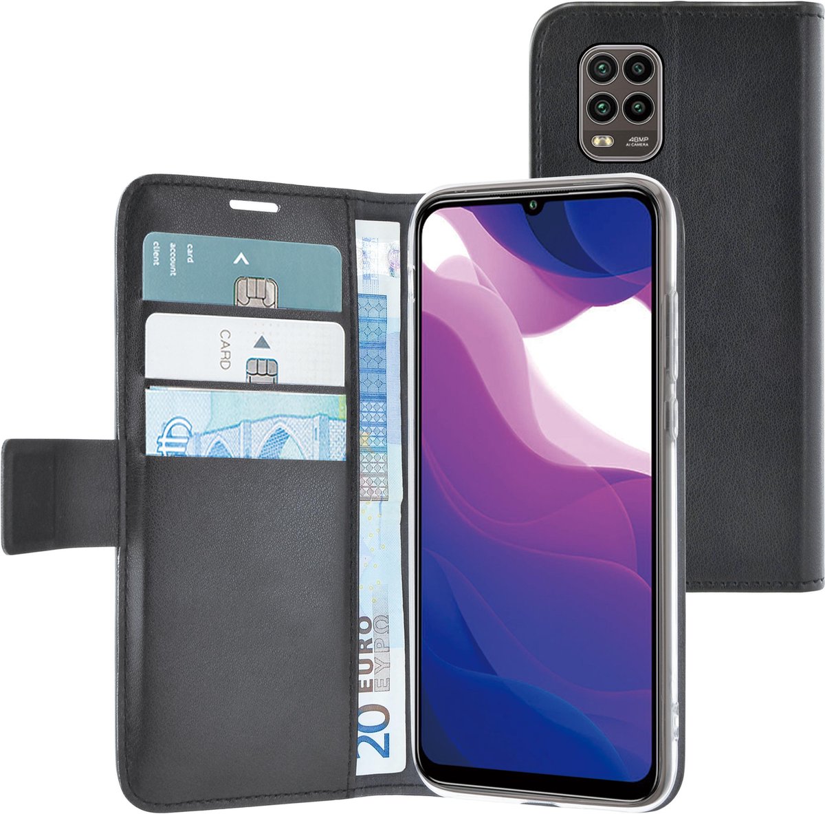 Azuri Xiaomi Mi 10 Lite 5G hoesje - Walletcase - Zwart