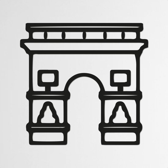 Landmark, Arc de Triomphe - Parijs zwart - Wanddecoratie - Hout - XL 80 cm
