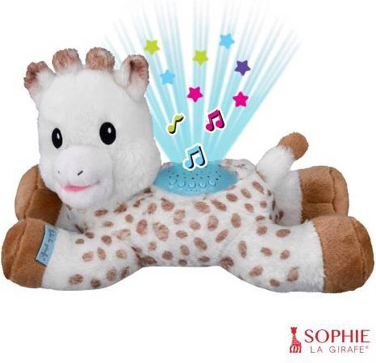 Sophie de giraf Lullaby Light & Dreams knuffel - Sterrenprojector - Muziekfunctie met 15 melodieën - Met volumeregeling - Automatische uitschakeling - Inclusief batterijen - 32x17x20 cm - Sophie de Giraf