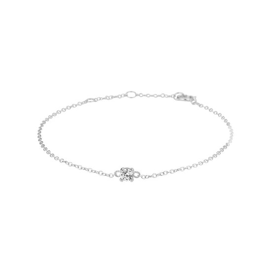 Bracelet Femme - argent - 3,5mm - 18,5cm - Pierre - Zircone - Transparent - Briljant - Chaton - Bijoux Femme - Anker - Poli - Plaqué rhodium - Argent 925