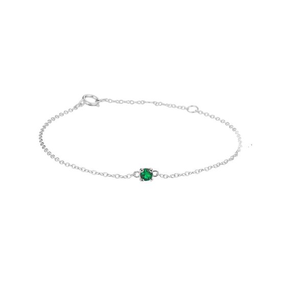 Bracelet Femme - argent - 3,5mm - 18,5cm - Pierre - Zircone - Vert - Briljant - Chaton - Bijoux Femme - Anker - Poli - Plaqué rhodium - Argent 925
