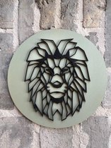Muurcirkel / leeuw / grijsgroen / 3D / muurdecoratie