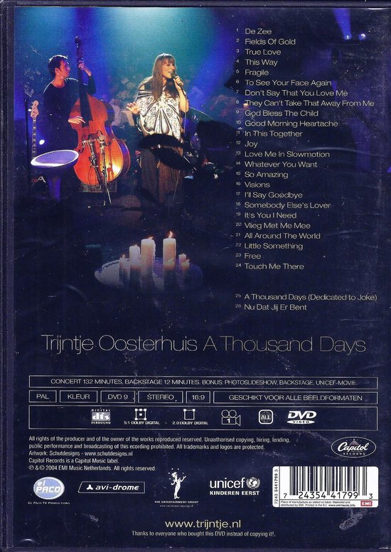 Cover van de film 'Trijntje Oosterhuis - A Thousand Days'