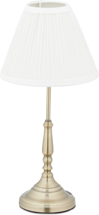 Doe het niet mechanisme kleding stof Relaxdays tafellamp goud wit - schemerlamp - stoffen lampenkap - E14 -  nachtlamp vintage | bol.com