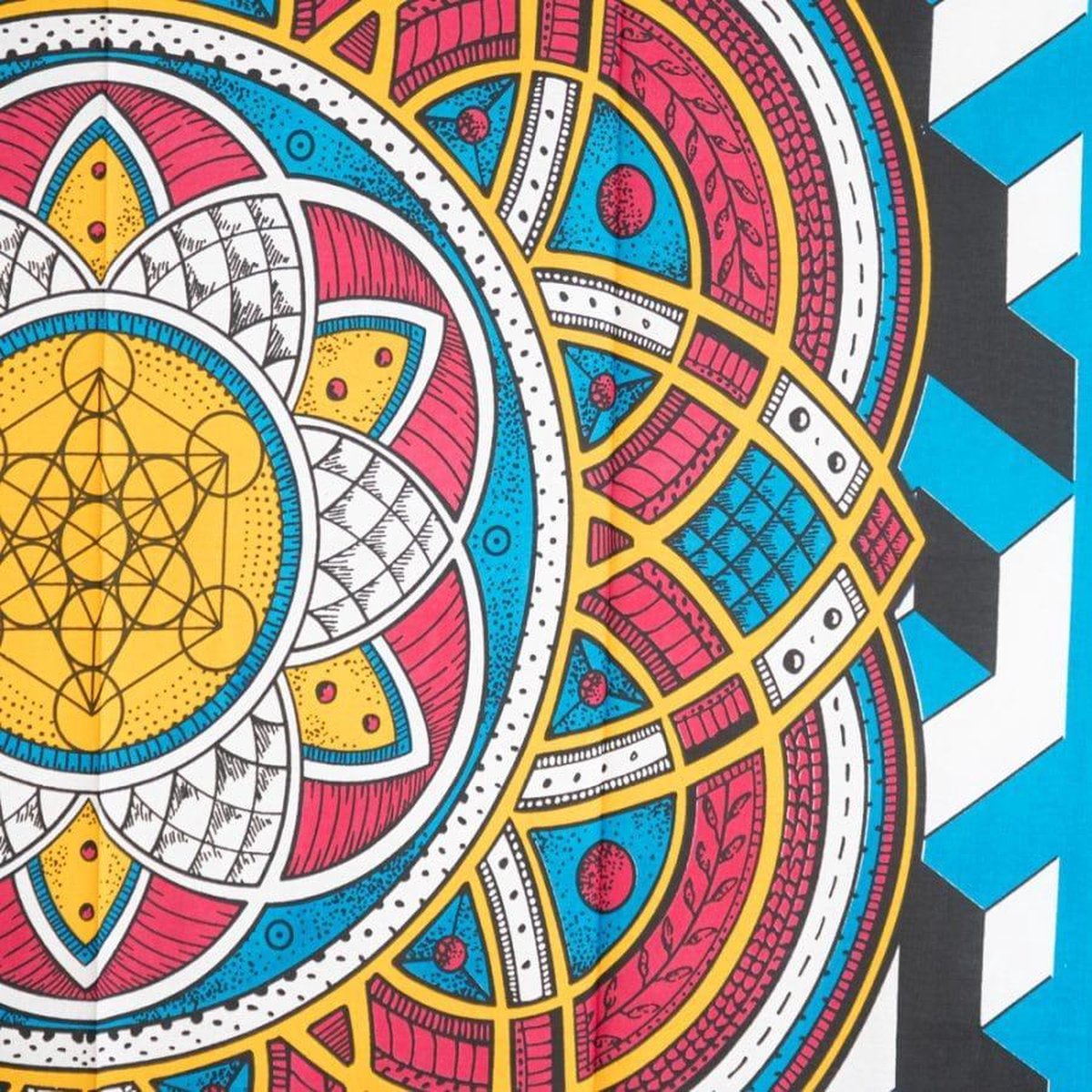 Authentiek Mandala Wandkleed Katoen Geometrische Vormen (215 x 135 cm)