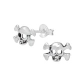 Joy|S - Zilveren skull oorbellen 5 x 7 mm geoxideerd