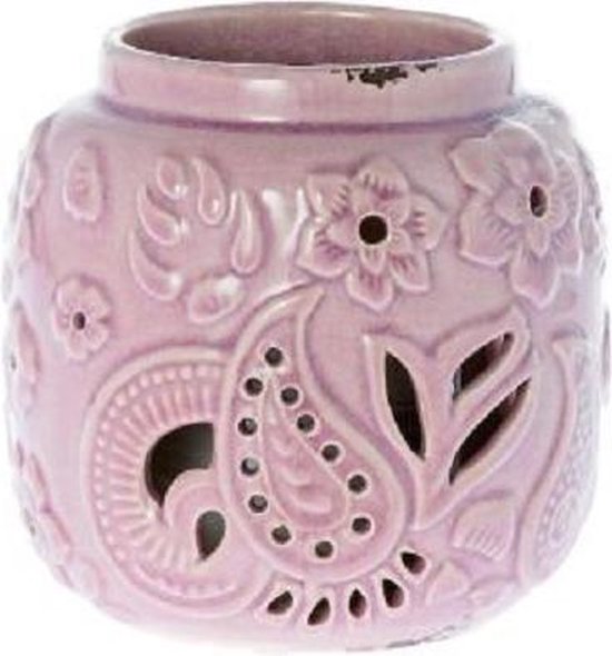 Kaarsenhouder/windlicht Riverdale, Vintage aardewerk oud-roze. 13 x Ø 13 cm  | bol.com