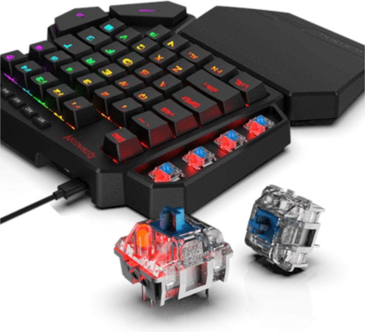 Redragon K585 DITI RGB Mechanical Gaming Keyboard, Type-C Professional Gaming Keypad with 7 Onboard Macro Keys, Detachable Wrist rest, 42 Keys, Black
