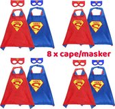 Traktatie Uitdeelcadeautjes Kinderen-8 x Superman Cape-Masker-Grabbelton Cadeautjes-Klein Speelgoed