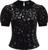 Collectif Peta Spooky Velvet 40's Top Zwart