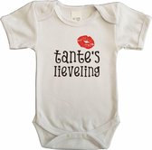Witte romper met "Tante's lieveling" - maat 80 - babyshower, zwanger, cadeautje, kraamcadeau, grappig, geschenk, baby, tekst, bodieke