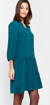 LOLALIZA Mini babydoll  jurk met ruches - Donker Groen - Maat 38