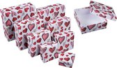 8 delig - Luxe witte geschenkdoos met deksel karton - Rood en wit hart decor - 8 stuks harten - Opbergdozen - Geschenkdozen