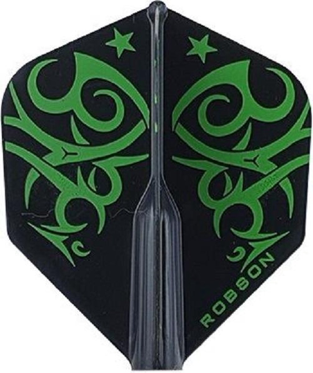 Robson Standaard Tribal Dartflights - Zwart - Groen- ()