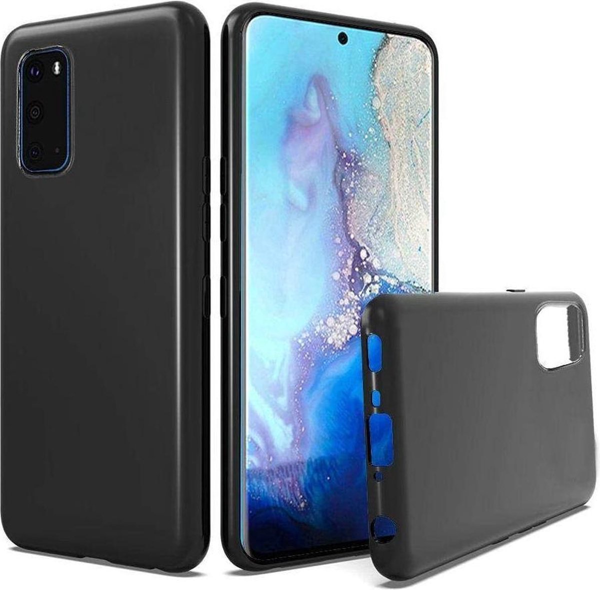 Flexibele achterkant Silicone hoesje zwart Geschikt voor: Samsung Galaxy S20
