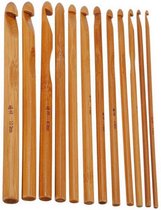 12 Delige Bamboe Haaknaalden - Haaknaalden 12 stuks - Bamboe Haaknaaldenset