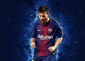 ? FC Barcelona • Lionel Messi 3 Canvas 150x100 cm • Foto print op Canvas schilderij ( Wanddecoratie woonkamer / slaapkamer / keuken / kantoor / bar / restaurant ) / Voetbal Canvas Schilderijen / Poster