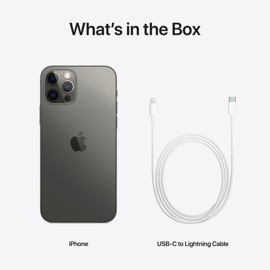 iPhone 12 Pro grafiet en USB-C naar Lightning kabel.