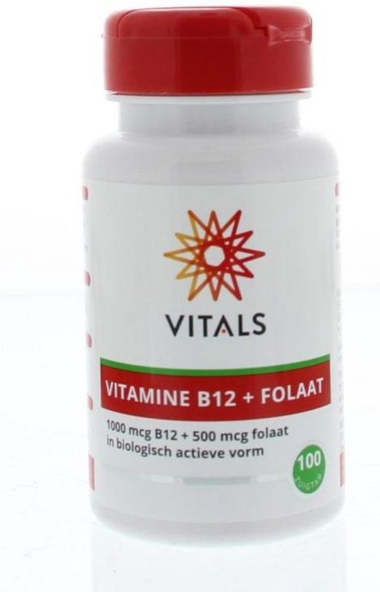 Vitals Vitamine B12 + folaat mcg Voedingssupplementen - 100 zuigtabletten | bol.com