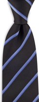 We Love Ties - Stropdas Stripe Control - geweven zuiver zijde - marineblauw / lichtblauw