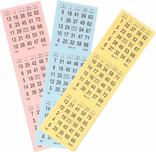 Afbeelding van het spel 8x Bingokaarten blok 1-75 - 3 spellen per velletje - bingospel