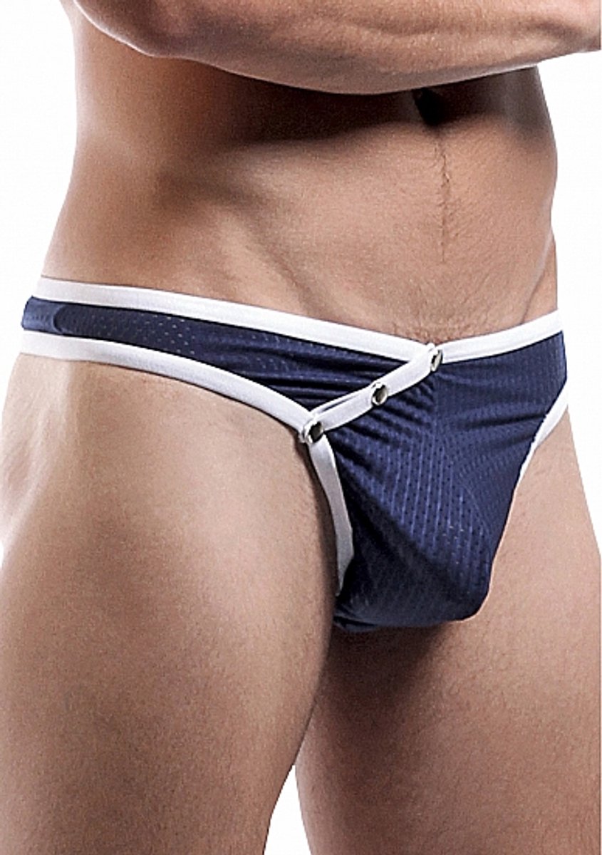 Fly Away Snap Thong - Navy S/M