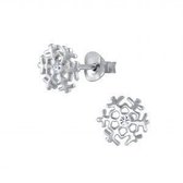 Oorbellen dames | Oorstekers | Zilveren oorstekers, sneeuwvlok met kristal | WeLoveSilver