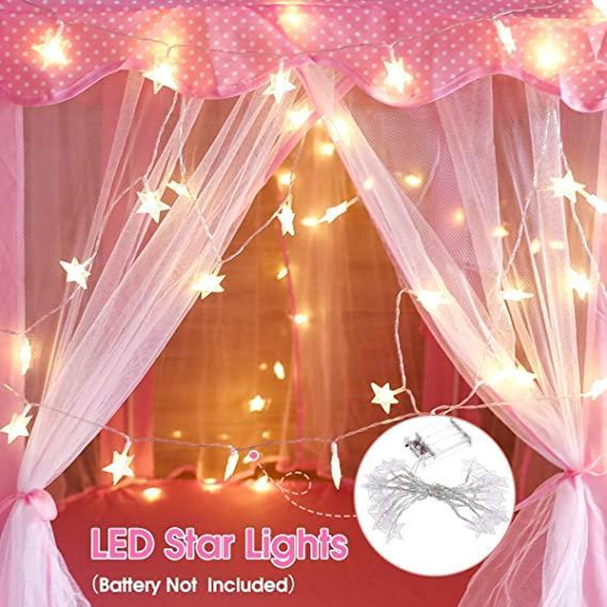 Fuegobird Speeltent Voor Kinderen - prinses kasteel - Game Tent - Indoor en Outdoor Games - Wordt geleverd met led-verlichting - Roze — cadeau in Spellen & Speelgoed - foto 4