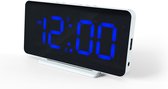Caliber Slimline - Wekker - Digitale Klok - Slaapkamer - Twee alarmen - Groot Blauw Display - USB Oplader - Wit (HCG021)