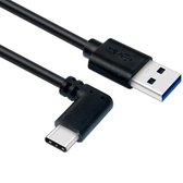USB C kabel - C naar A - Haaks - Zwart - 2 meter - Allteq