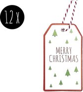 12x Cadeaulabels Kerst / Labels Kerstcadeau / Kerstlabels | Merry Christmas | incl. touw