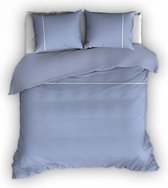 Warme Flanel Eenpersoons Dekbedovertrek Stripe Blauw/Wit | 140x200/220 | Hoogwaardig En Zacht | Ideaal Tegen De Kou