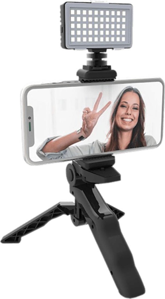DigiPower Vlog Kit "Look your best" DPS-VLG1 | Smartphone houder, 50 LED Light, 3 Kleuren diffusers, Pistol Grip Tripod